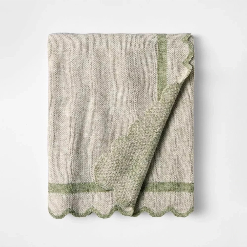 Scalloped Edge Throw Blanket GREEN - Threshold designed with Studio McGee